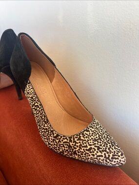 Madewell Black and White Leopard-Print Pointed-Toe Stilettos
